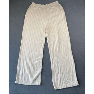 Steve Madden‎ Linen Blend Wide Leg Pants Womens S Beige Striped Resort Casual